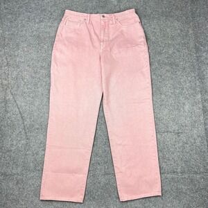Madewell Jeans Womens 32 Pink Baggy Straight High Rise Cotton Denim‎ Pants NEW